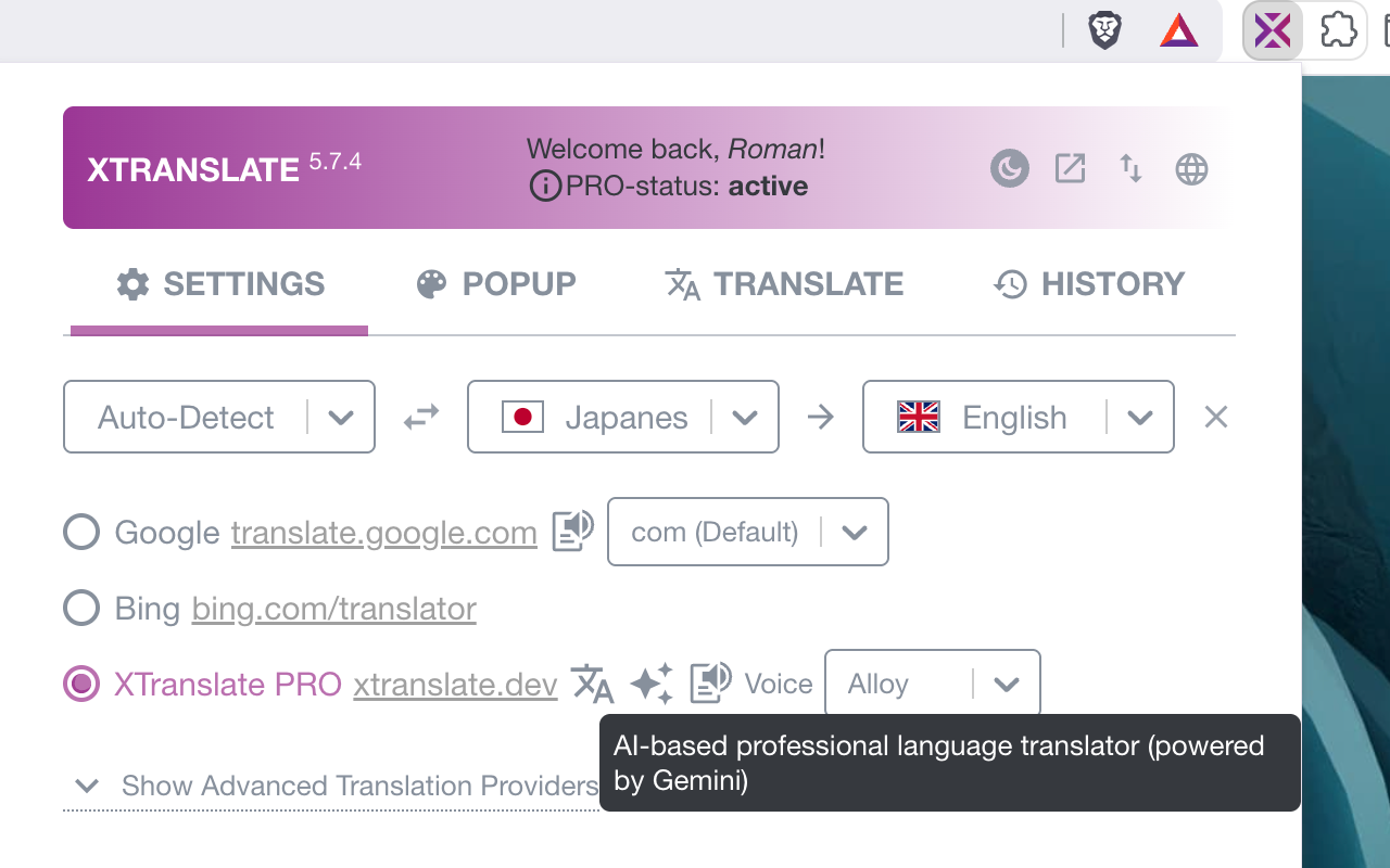 XTranslate chrome谷歌浏览器插件_扩展第4张截图