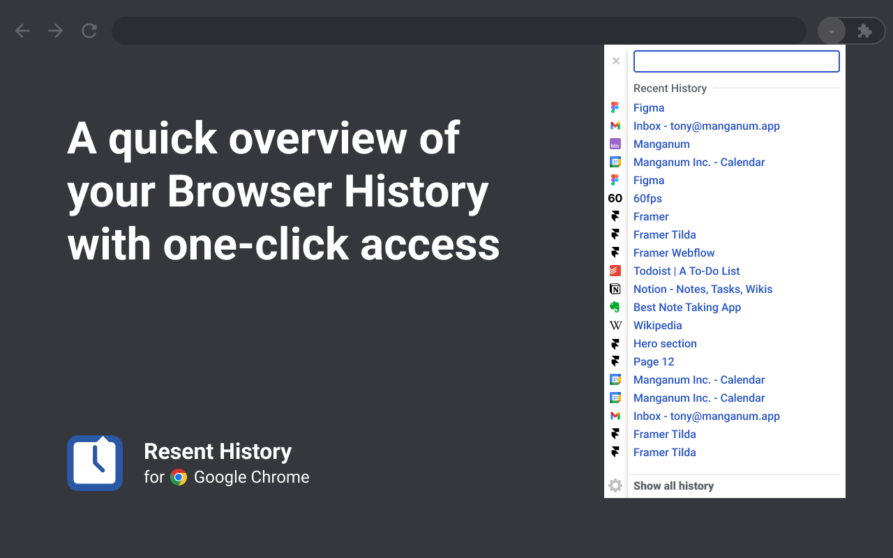 Recent History chrome谷歌浏览器插件_扩展第1张截图