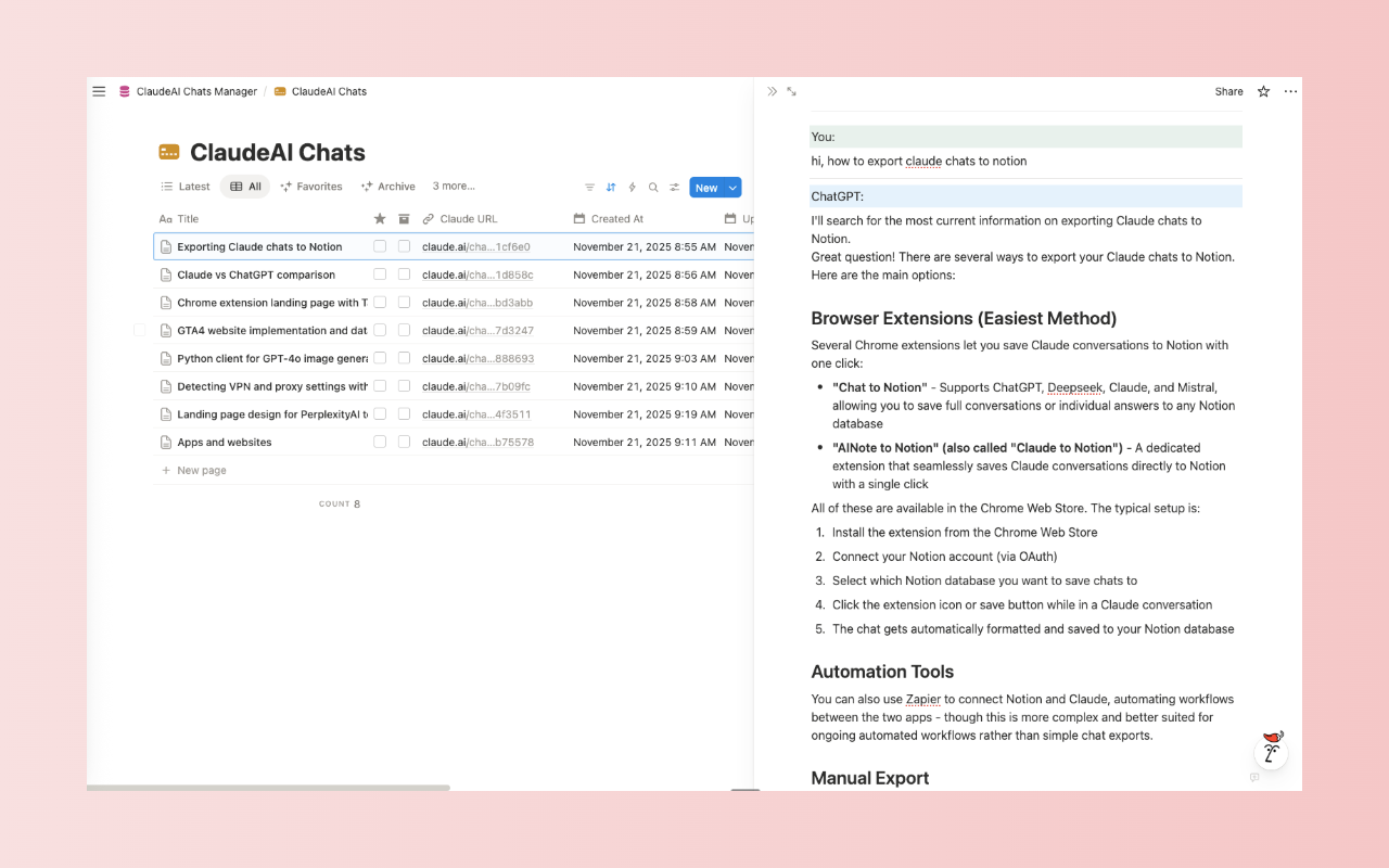 ClaudeAI to Notion chrome谷歌浏览器插件_扩展第1张截图