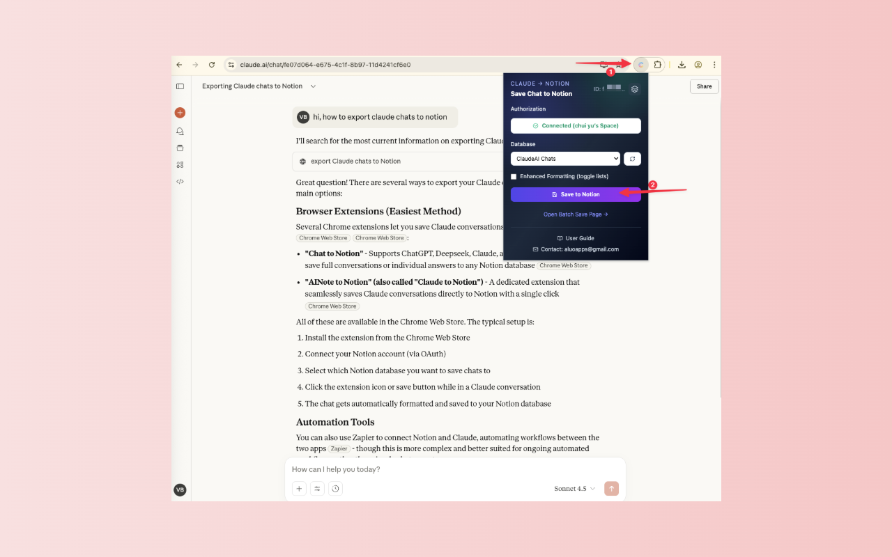 ClaudeAI to Notion chrome谷歌浏览器插件_扩展第2张截图