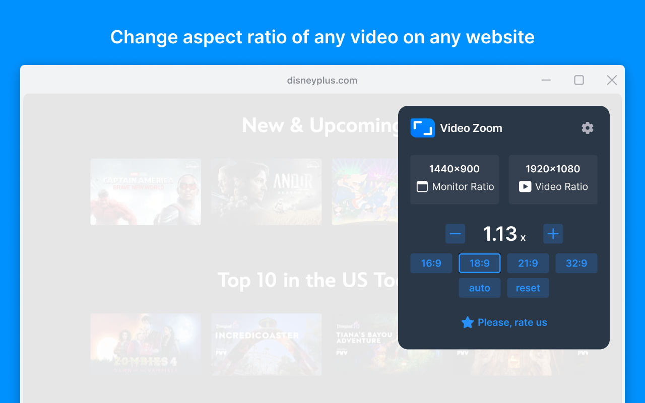 拉近以填满 - 超宽视频 chrome谷歌浏览器插件_扩展第1张截图