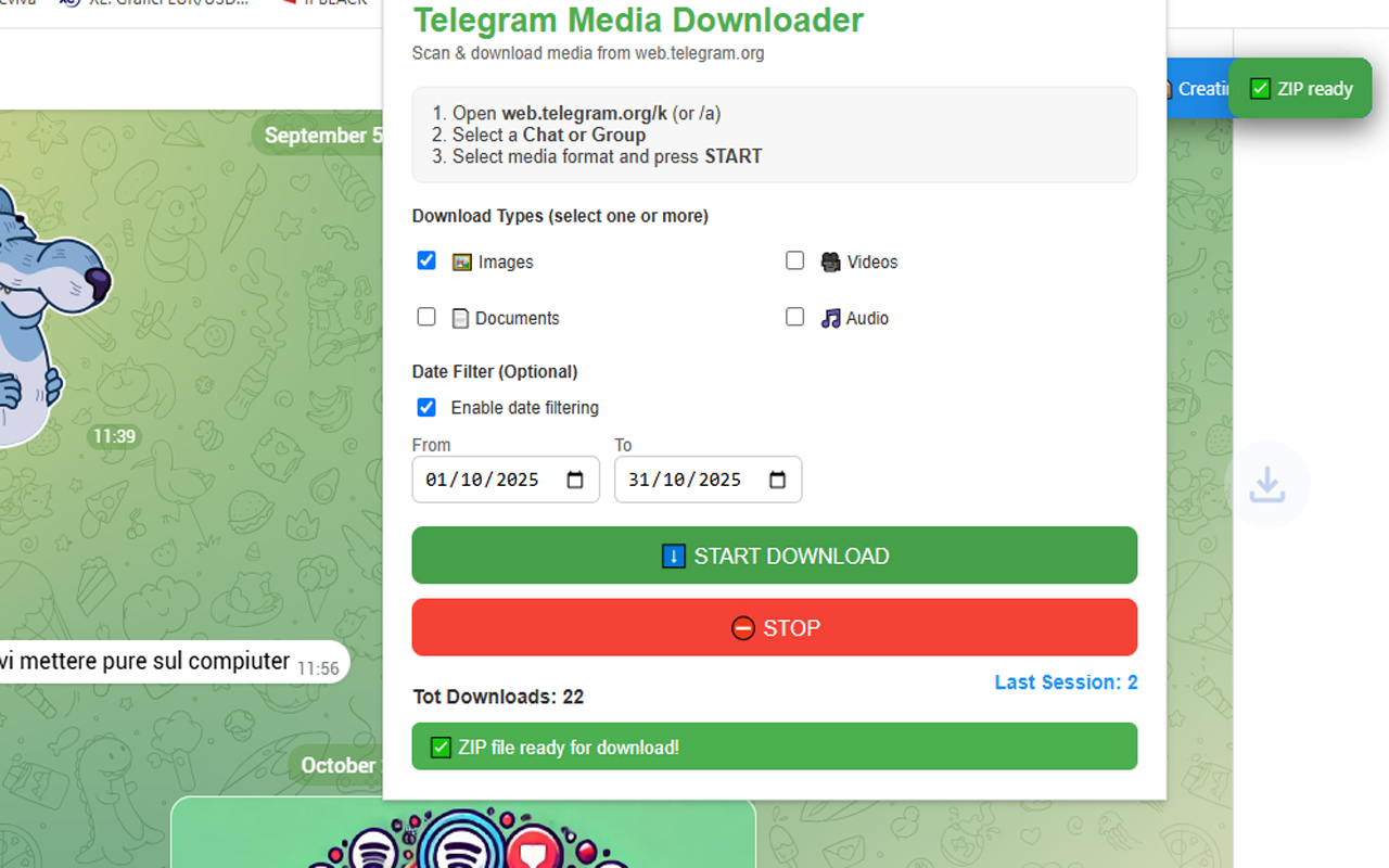 Telegram Media Downloader chrome谷歌浏览器插件_扩展第3张截图