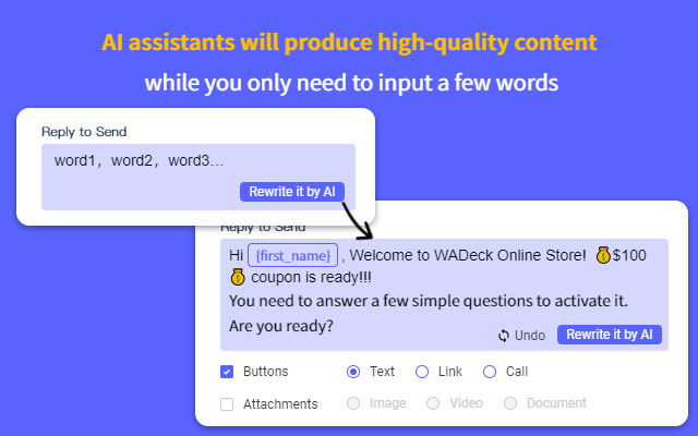 WADeck - WA AI聊天机器人和WhatsApp发送工具 chrome谷歌浏览器插件_扩展第3张截图
