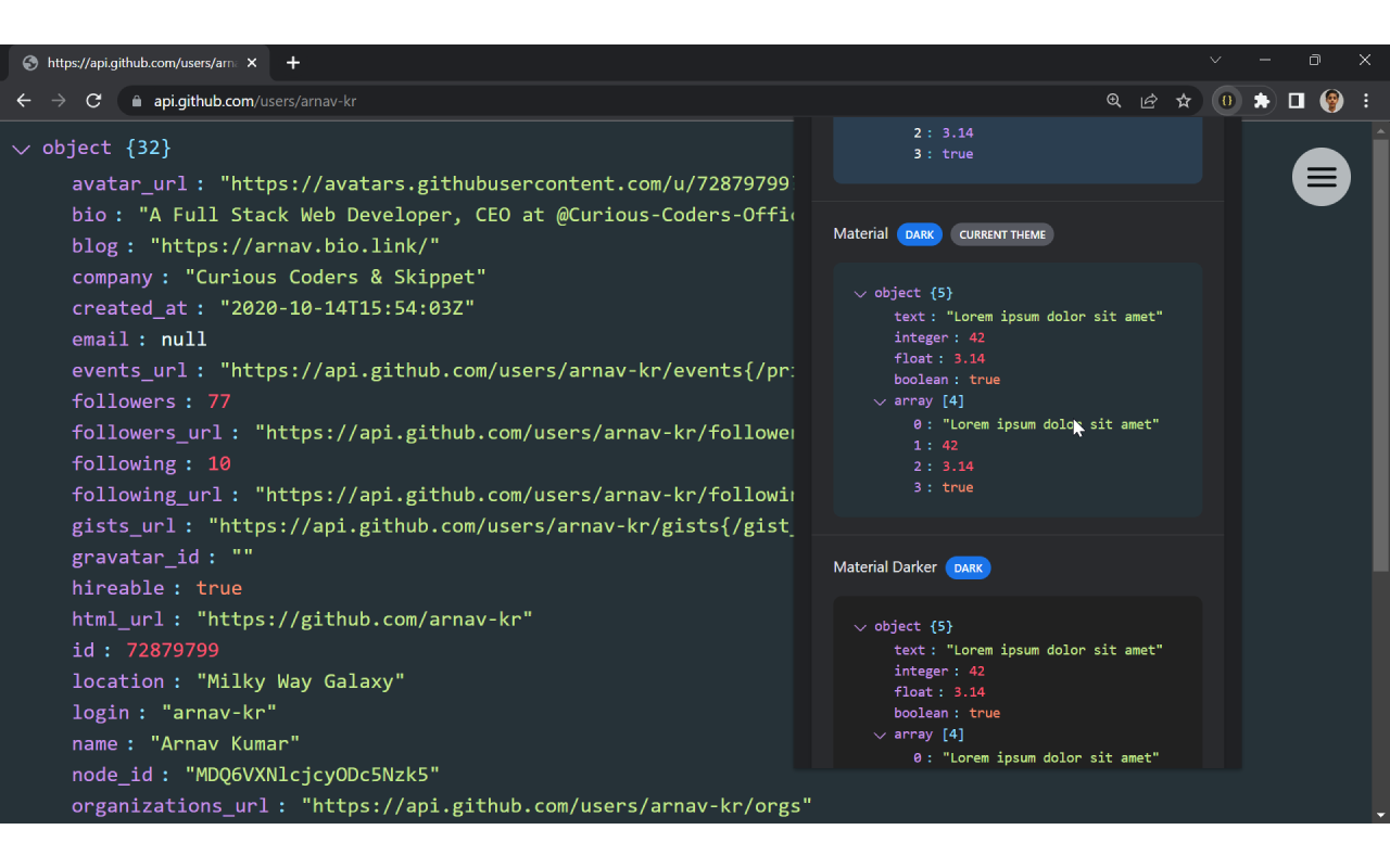 JSON Formatter chrome谷歌浏览器插件_扩展第2张截图