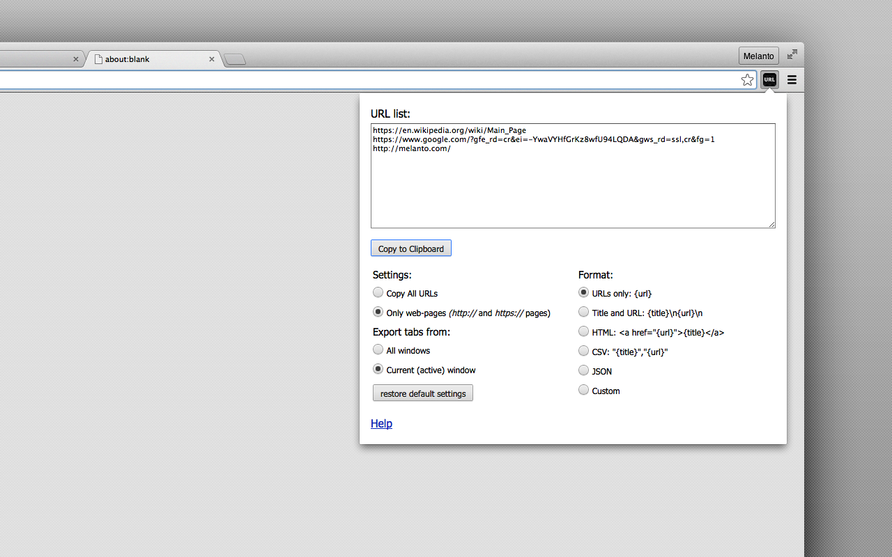 Copy URLs chrome谷歌浏览器插件_扩展第1张截图
