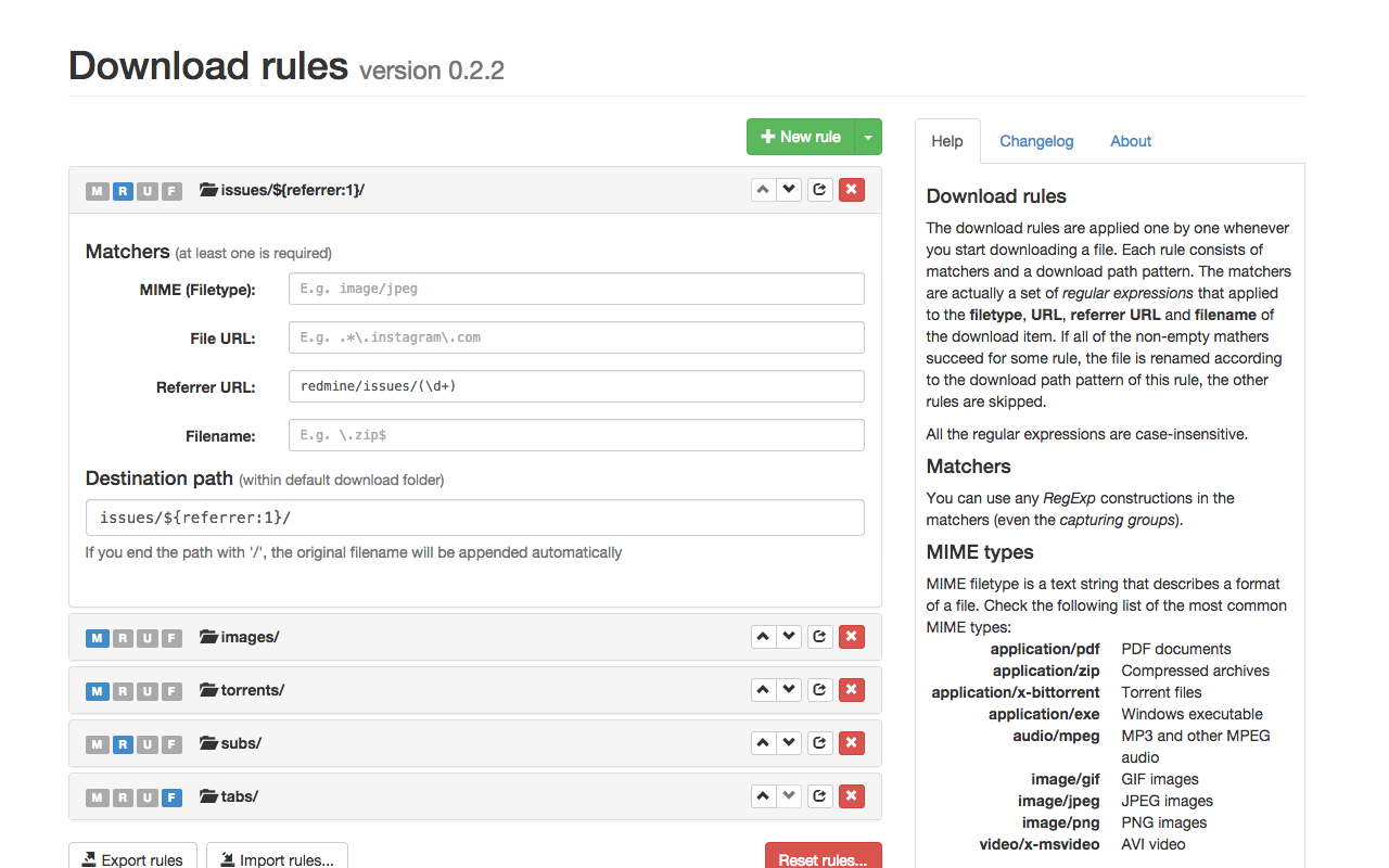 RegExp Download Organizer chrome谷歌浏览器插件_扩展第2张截图