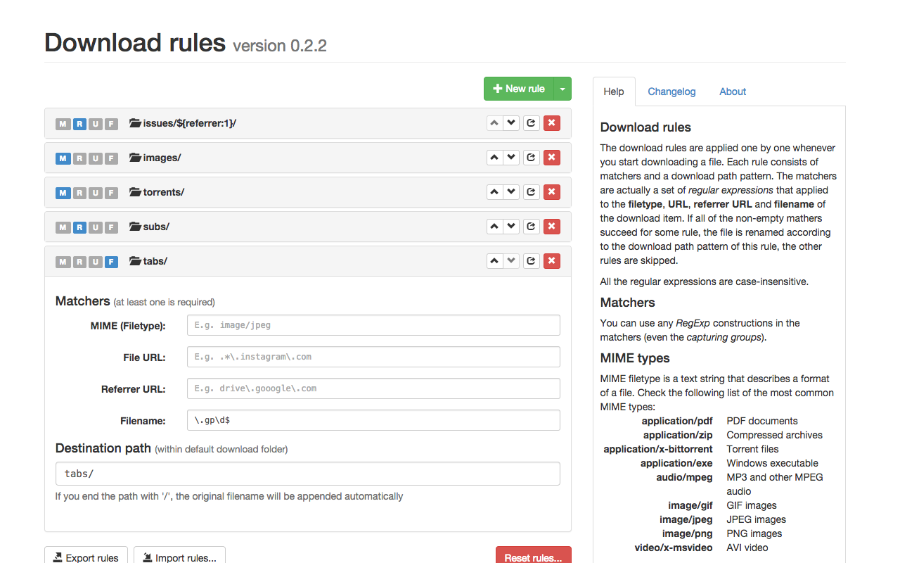 RegExp Download Organizer chrome谷歌浏览器插件_扩展第3张截图