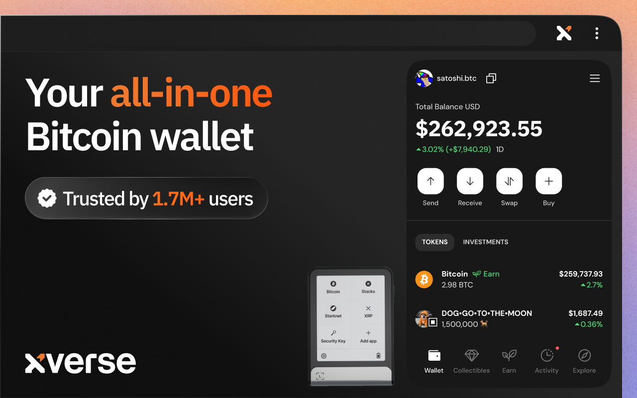 Xverse: Bitcoin Crypto Wallet chrome谷歌浏览器插件_扩展第1张截图