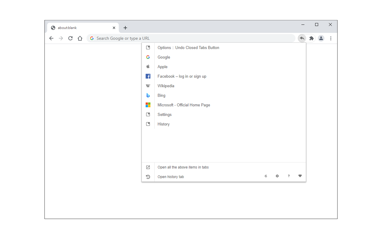 Undo Closed Tabs Button chrome谷歌浏览器插件_扩展第1张截图