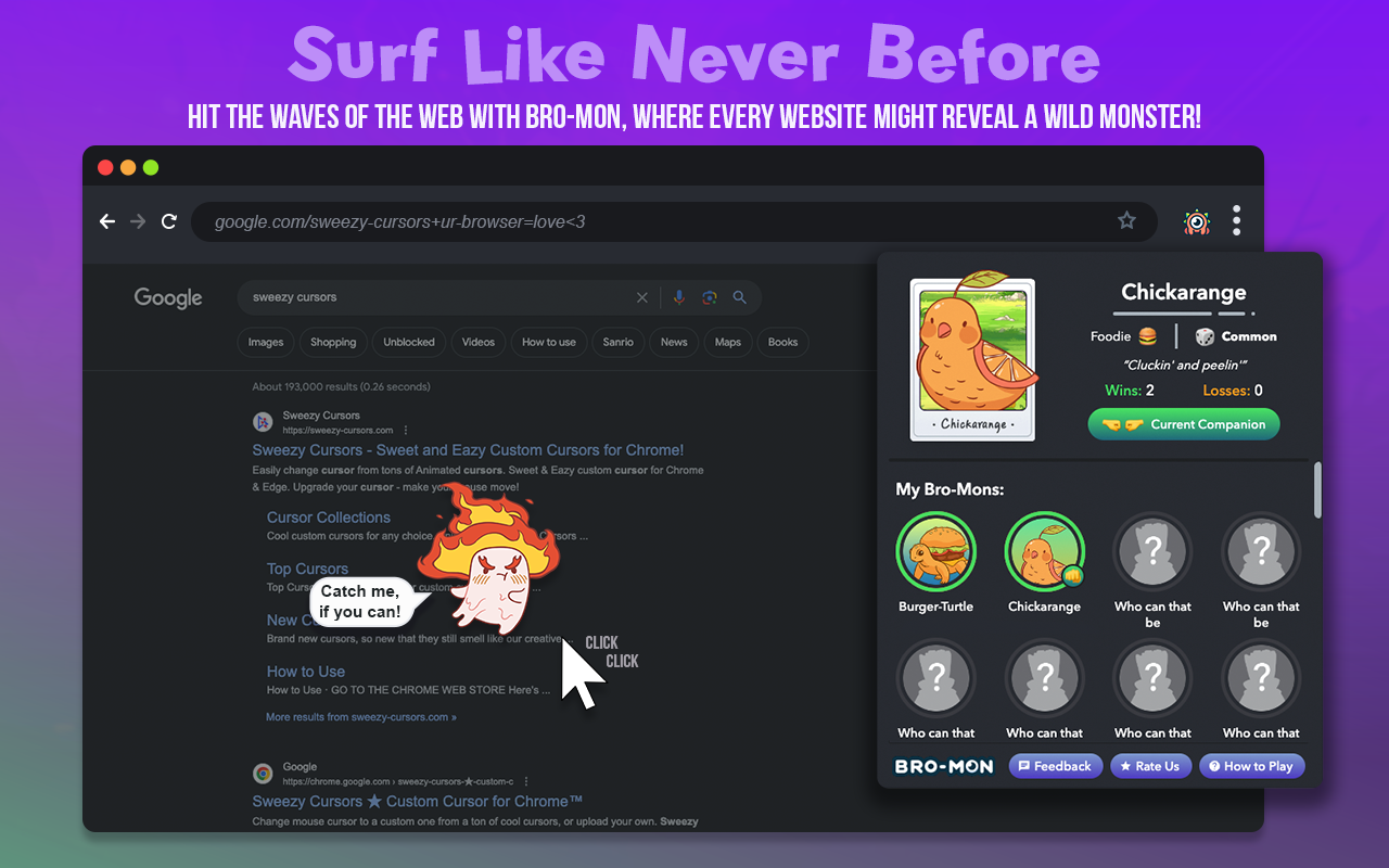 Bro-Mon 🐾 浏览器怪兽 - 网页冲浪游戏 chrome谷歌浏览器插件_扩展第3张截图