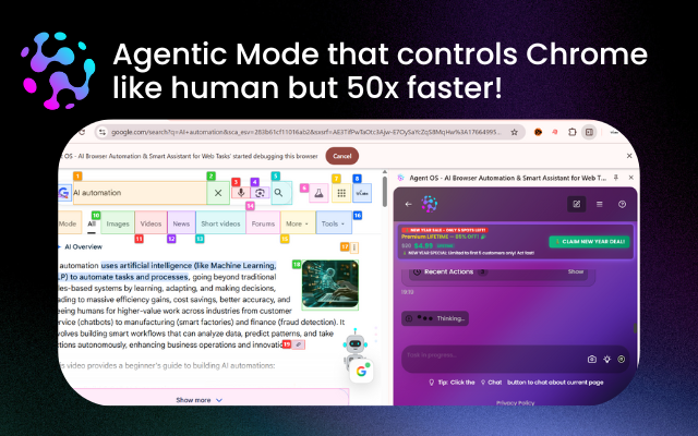 Agent OS - AI Browser Automation & Smart Assistant for Web Tasks chrome谷歌浏览器插件_扩展第1张截图