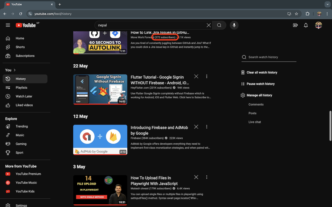 YouTube Subscribers Count chrome谷歌浏览器插件_扩展第1张截图