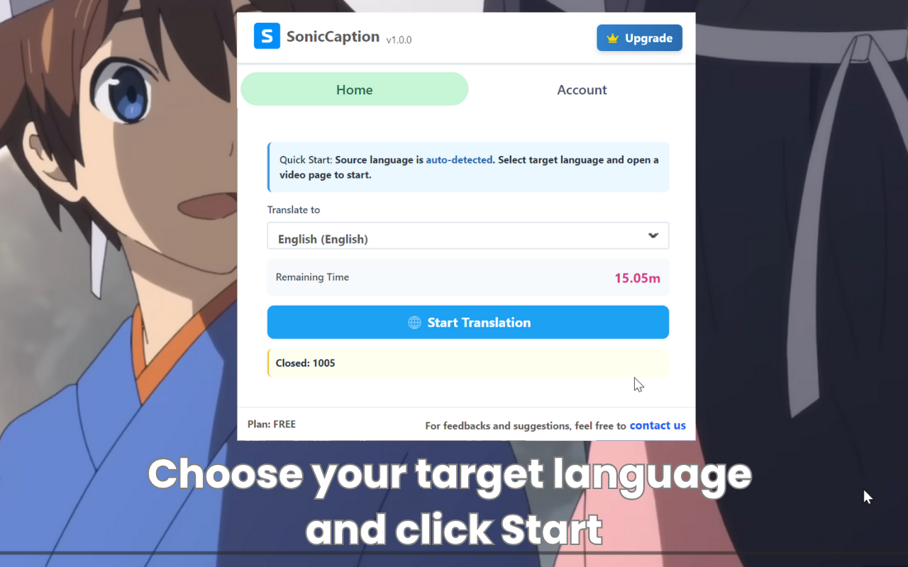 实时双语视频音频翻译 – SonicCaption chrome谷歌浏览器插件_扩展第4张截图