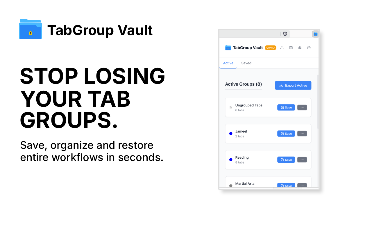 TabGroup Vault — 备份和恢复 Chrome 标签页组 chrome谷歌浏览器插件_扩展第1张截图