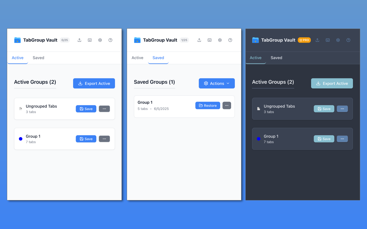 TabGroup Vault — 备份和恢复 Chrome 标签页组 chrome谷歌浏览器插件_扩展第2张截图