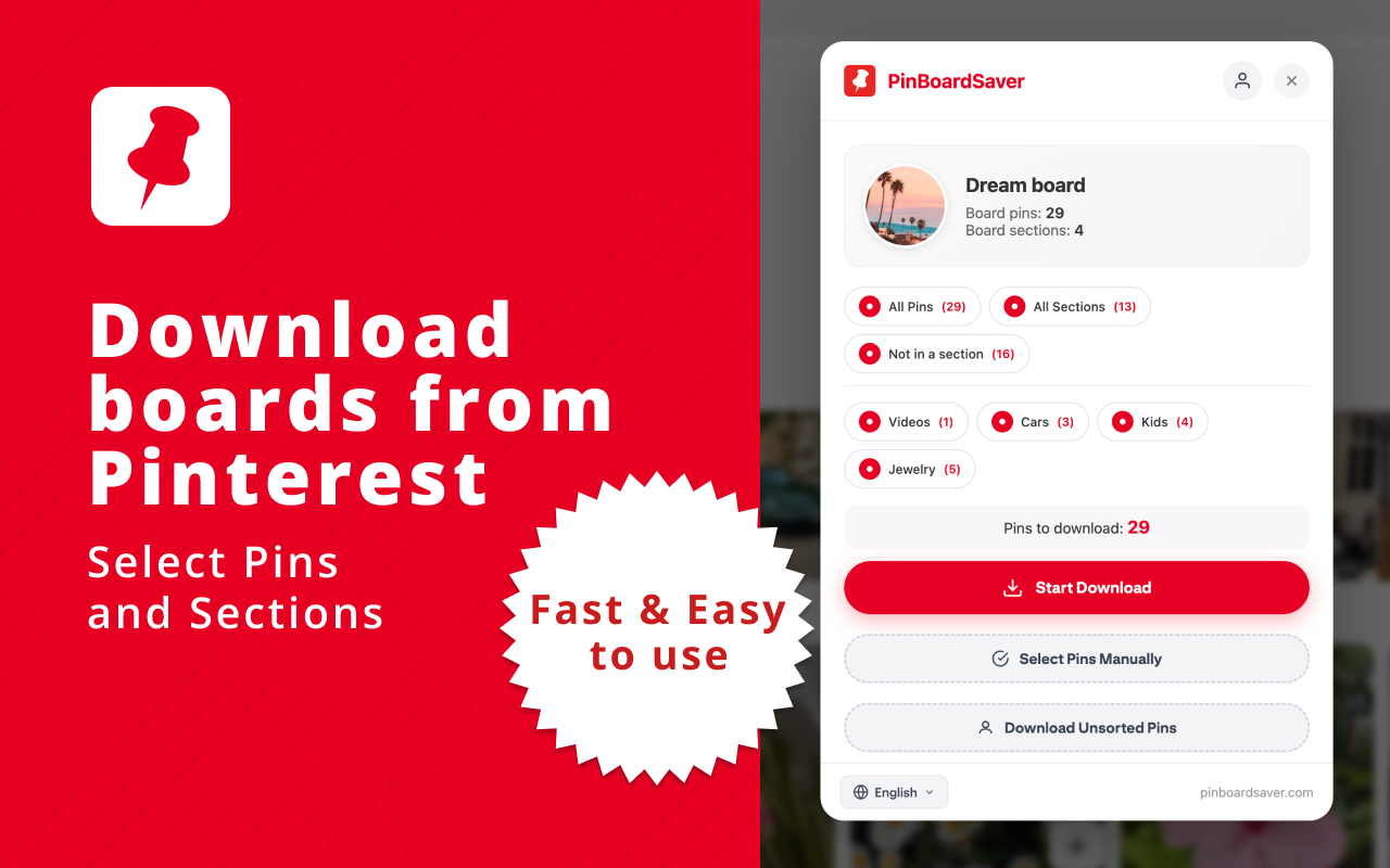 PinBoardSaver - Pinterest Board Downloader chrome谷歌浏览器插件_扩展第3张截图