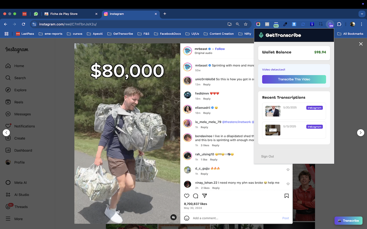 GetTranscribe chrome谷歌浏览器插件_扩展第2张截图