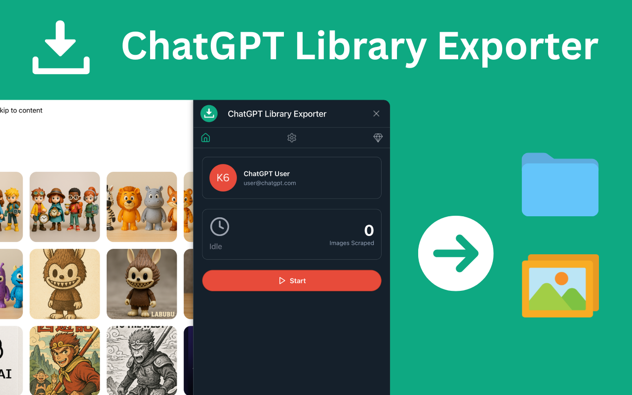 ChatGPT Library Exporter - Download ChatGPT Image Data chrome谷歌浏览器插件_扩展第2张截图