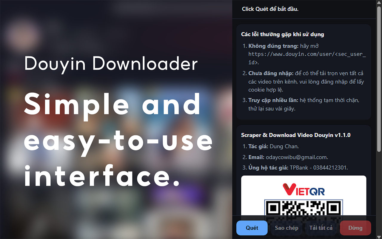 Scraper & Download All Video Douyin in Profile chrome谷歌浏览器插件_扩展第1张截图