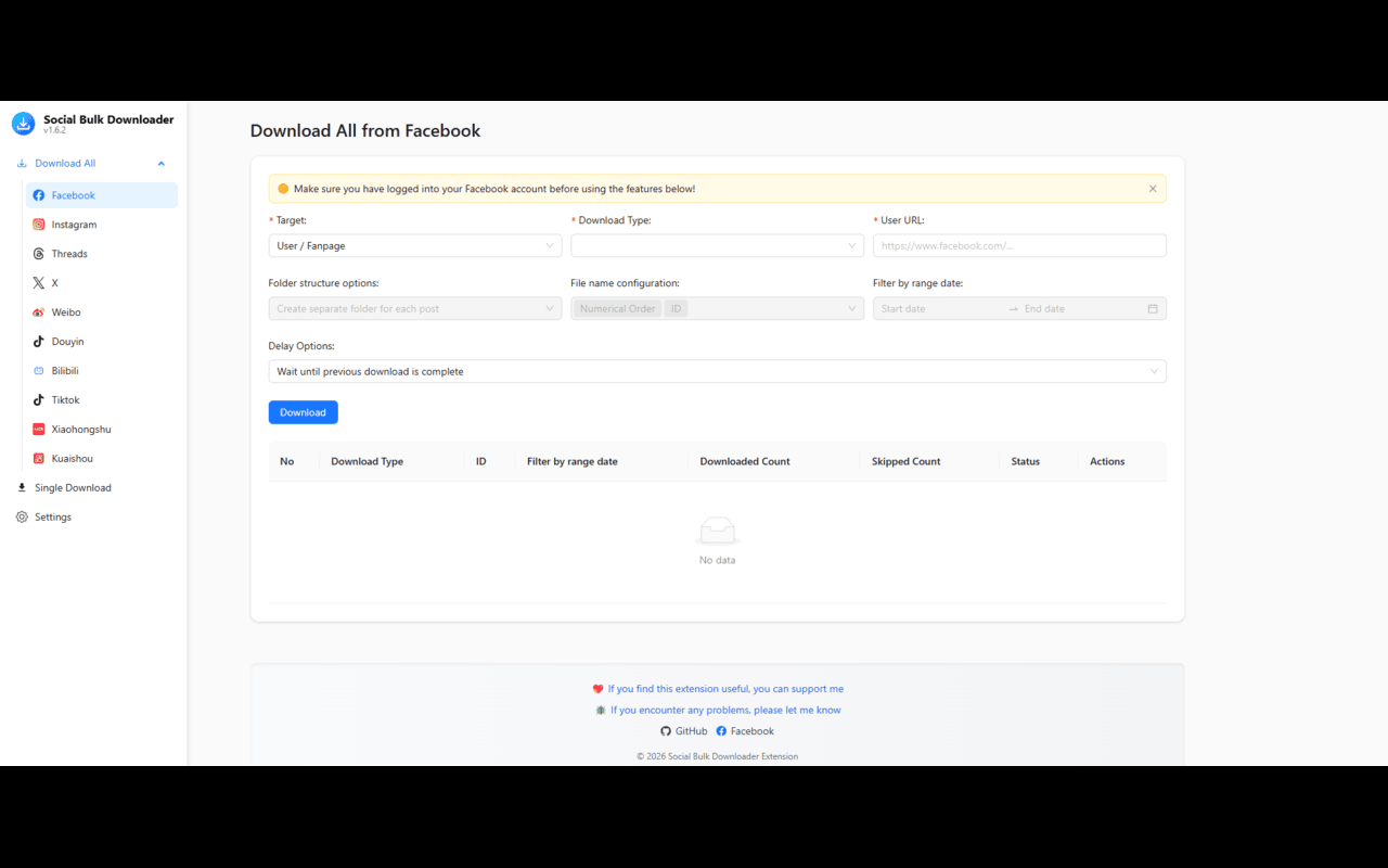 Social Bulk Downloader chrome谷歌浏览器插件_扩展第3张截图