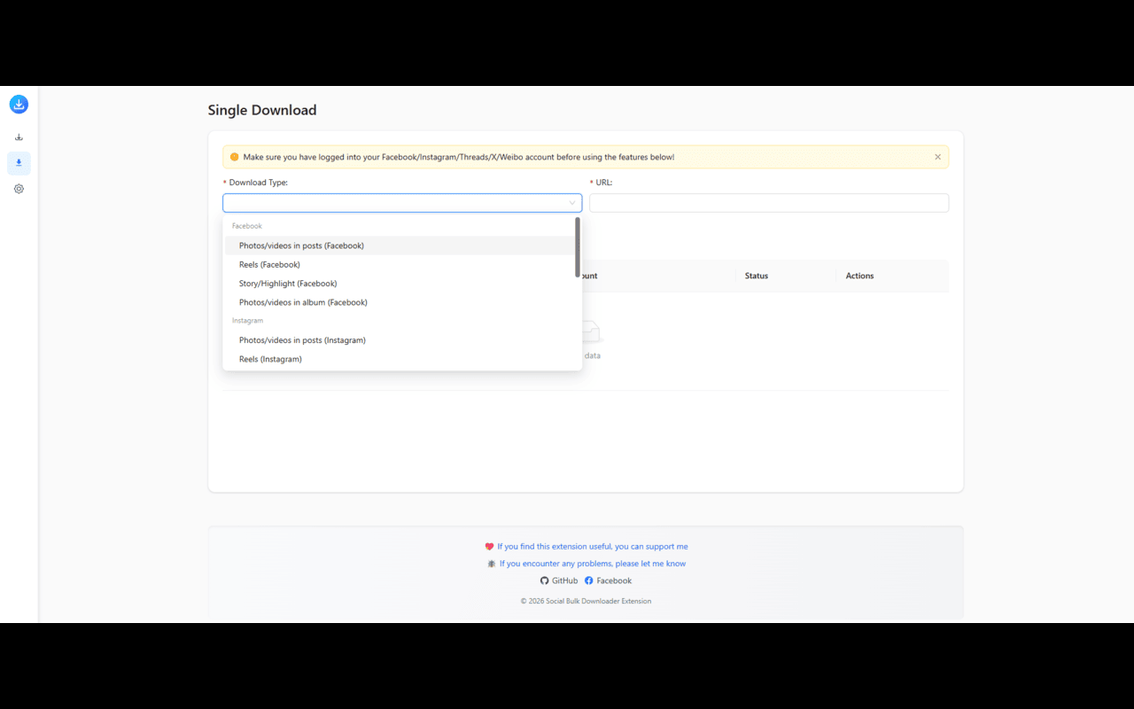 Social Bulk Downloader chrome谷歌浏览器插件_扩展第4张截图