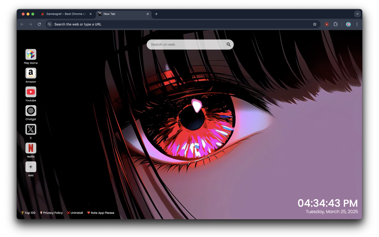 Crimson Gaze Anime Eye Live Wallpaper chrome谷歌浏览器插件_扩展第1张截图
