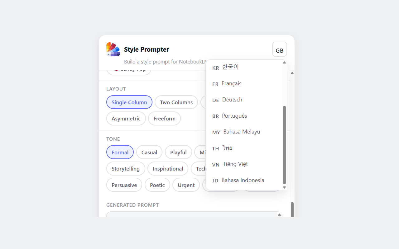 NotebookLM Style Prompter chrome谷歌浏览器插件_扩展第1张截图