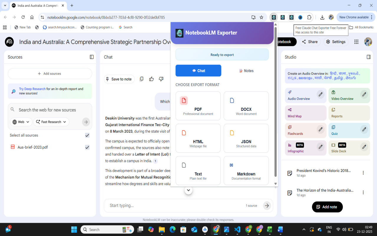 NOTEBOOKLM TO PDF, DOCX, MARKDOWN, CSV, HTML AND ETC. FREE FOREVER chrome谷歌浏览器插件_扩展第1张截图