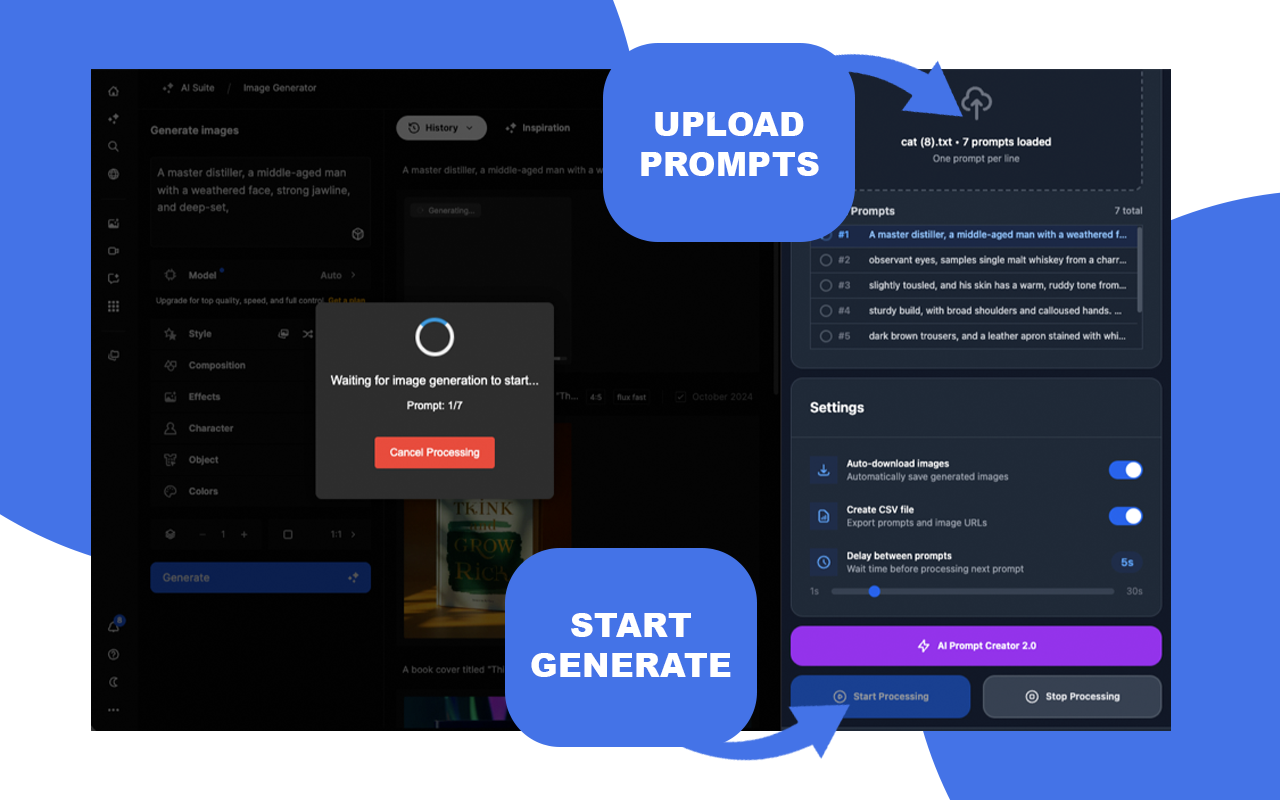 Autopik: Bulk AI Image Generator for Freepik chrome谷歌浏览器插件_扩展第1张截图