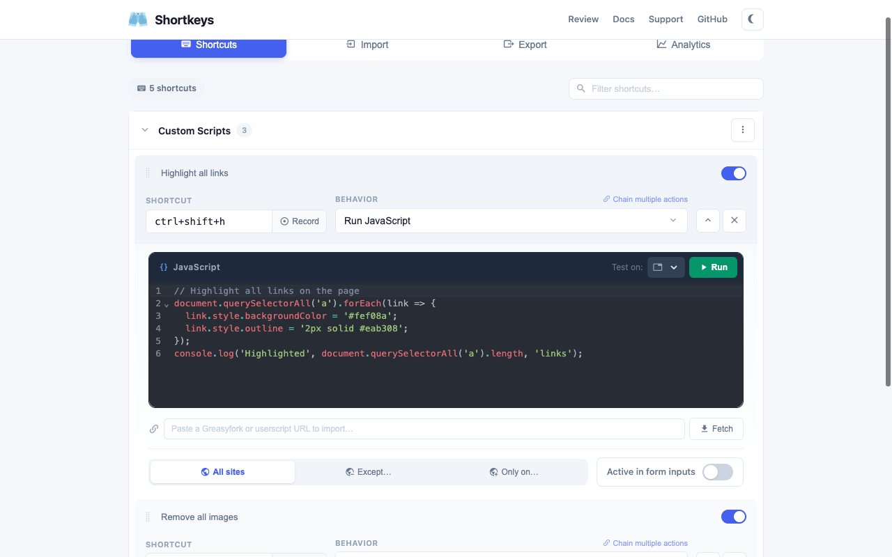 Shortkeys (Custom Keyboard Shortcuts) - 截图 3