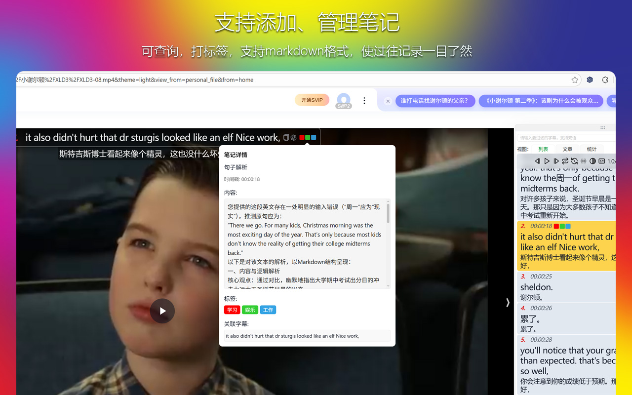 一字幕 - 视频双语字幕插件 | 免费 - 截图 2