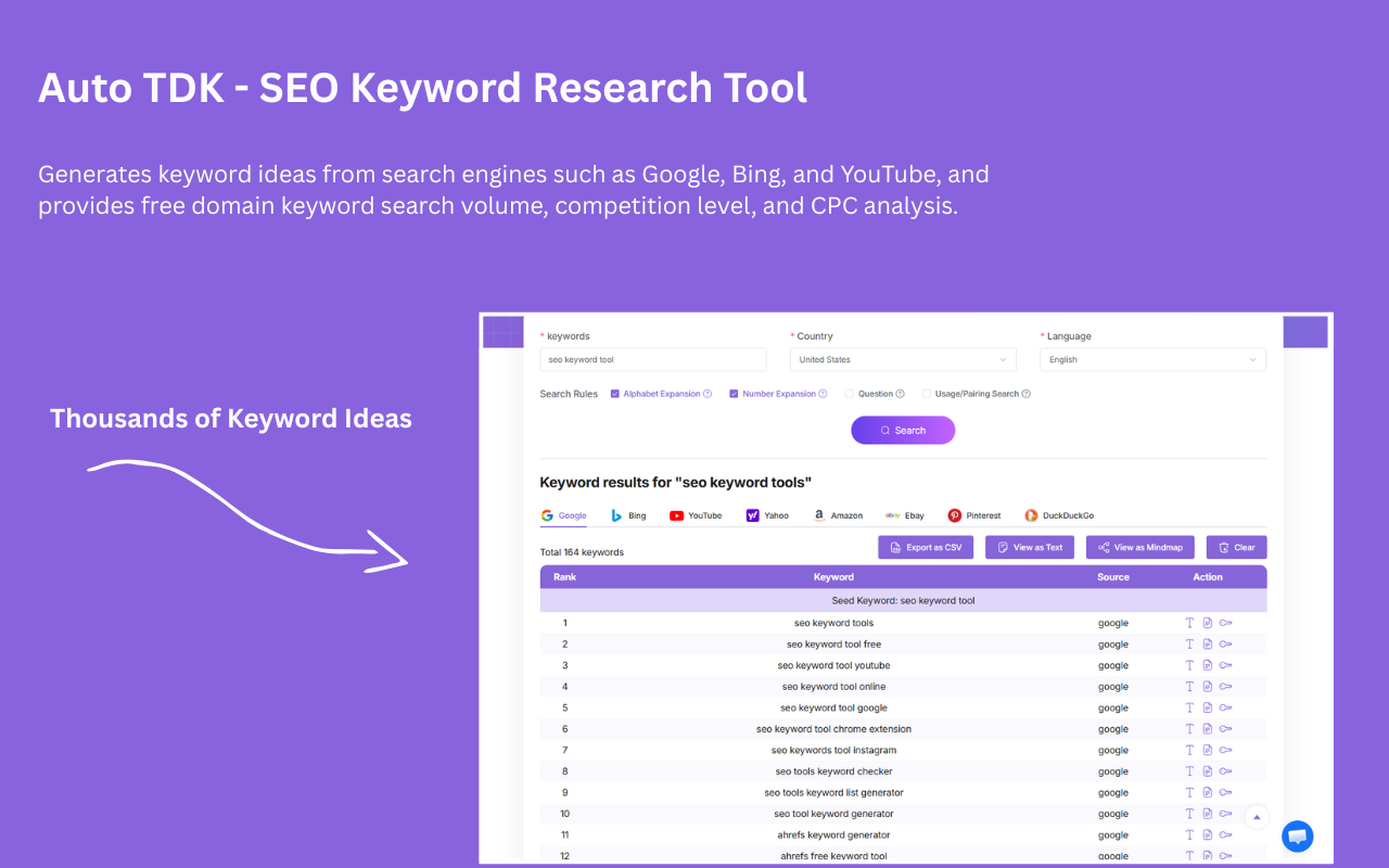 AutoTDK - SEO Search Keyword Tool - 截图 3