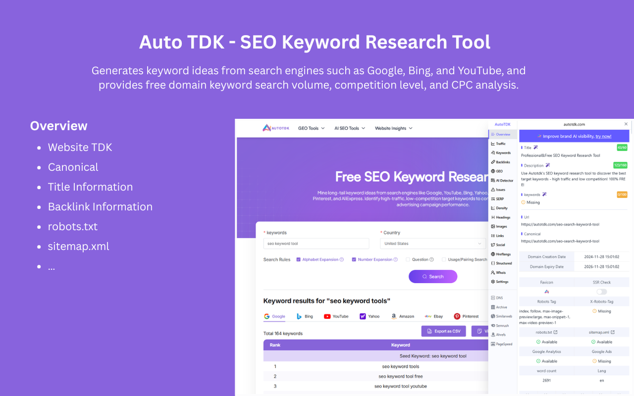 AutoTDK - SEO Search Keyword Tool - 截图 5