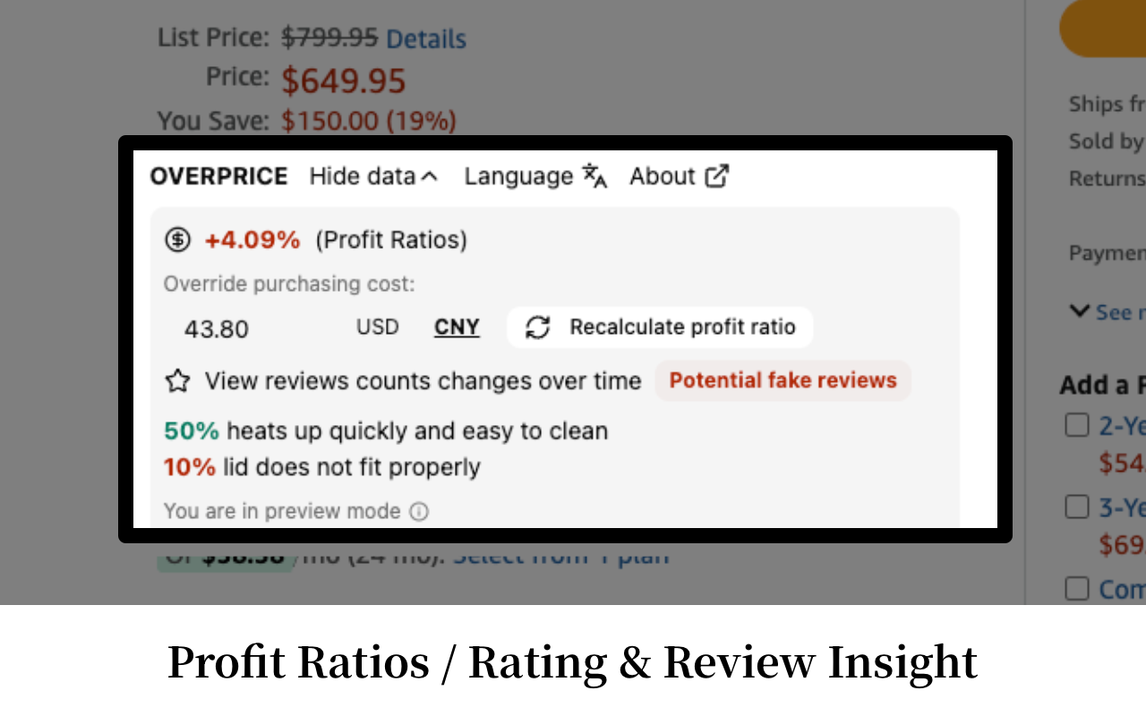 Overprice: Amazon Price, Fakespot, Review VOC analysis (former Leapca) - 截图 3