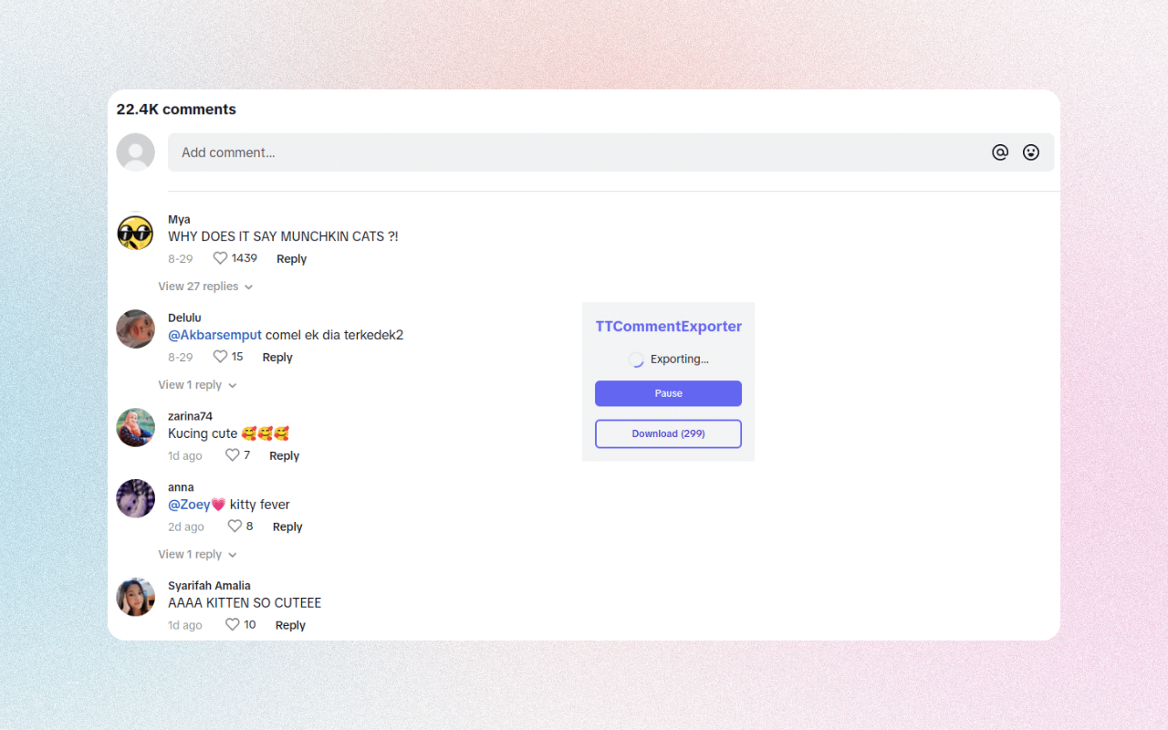 TTCommentExporter - 导出 TikTok 评论 - 截图 3