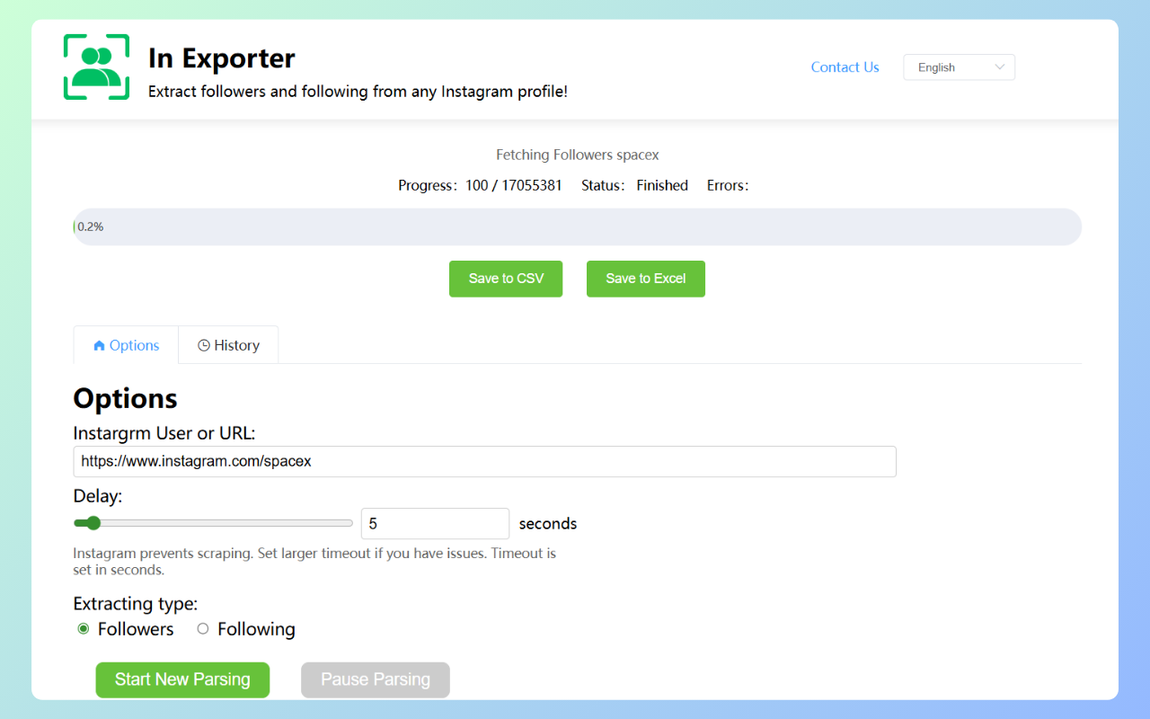 InExporter - 导出 Instagram 关注者 - 截图 3
