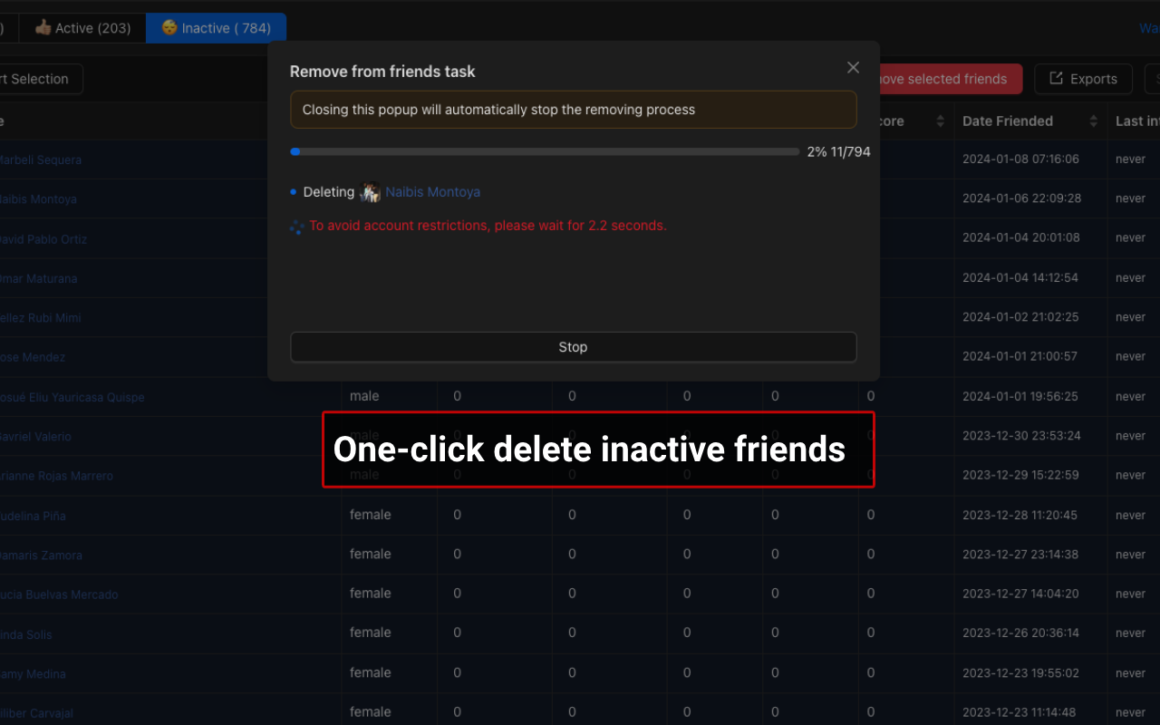 ESUIT | Remove Inactive Friends for Facebook™ - 截图 3