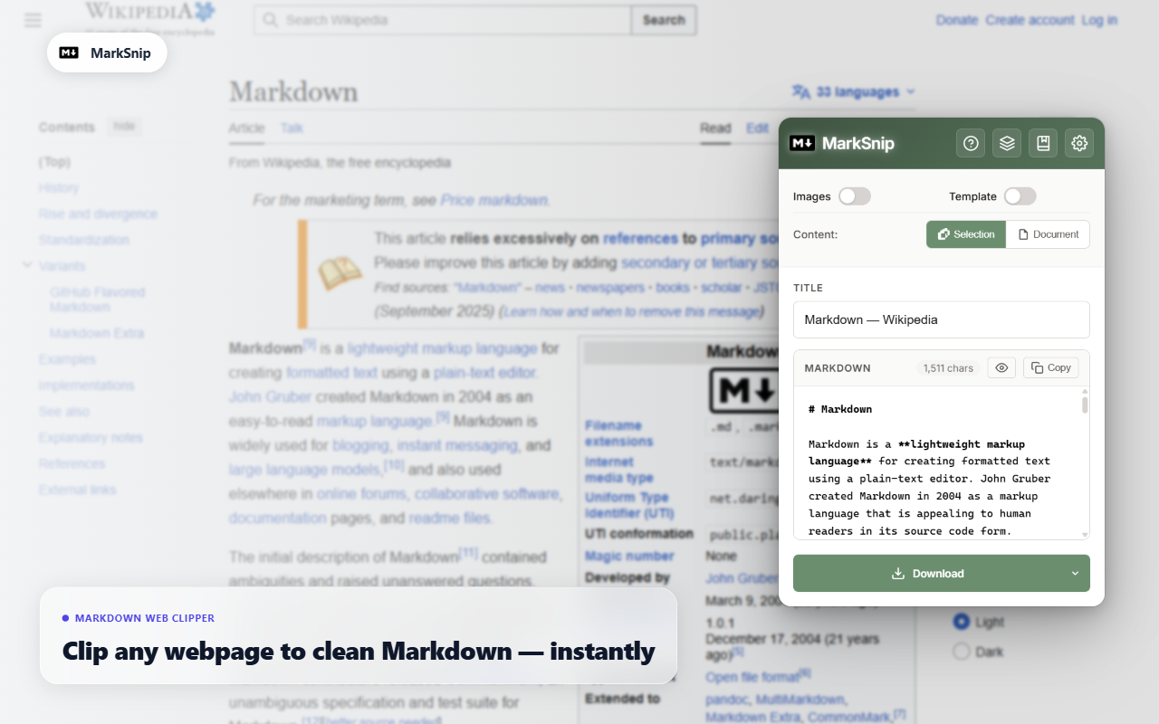 MarkSnip - Markdown Web Clipper - 截图 2