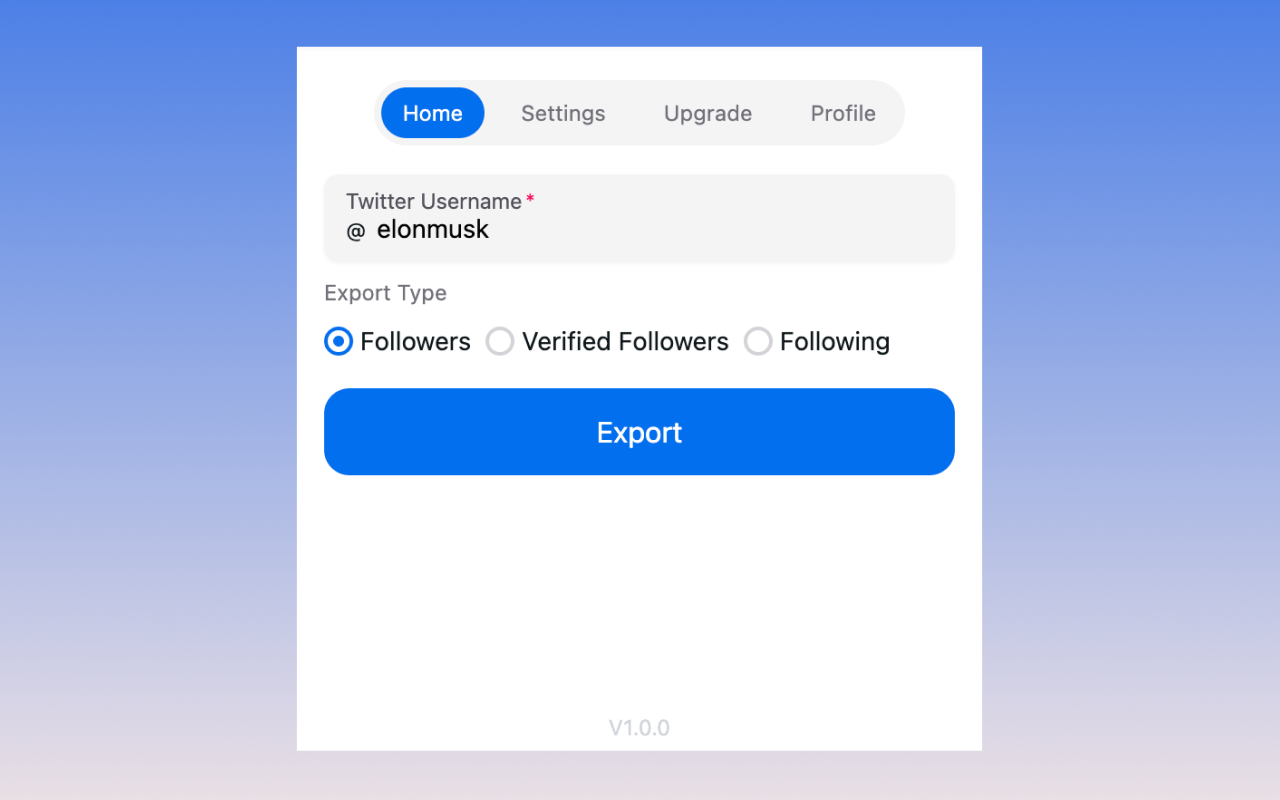 Twitter 关注者导出工具 - 截图 2