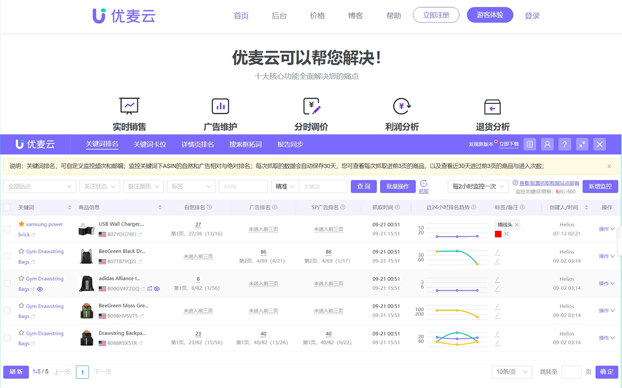 优麦云（SellerSpace）- 亚马逊卖家必备的店铺运营神器 chrome谷歌浏览器插件_扩展第3张截图