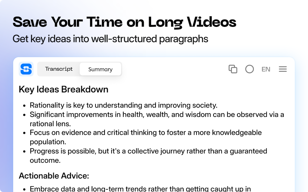 YouTube 转录器和 视频摘要器 - 截图 3