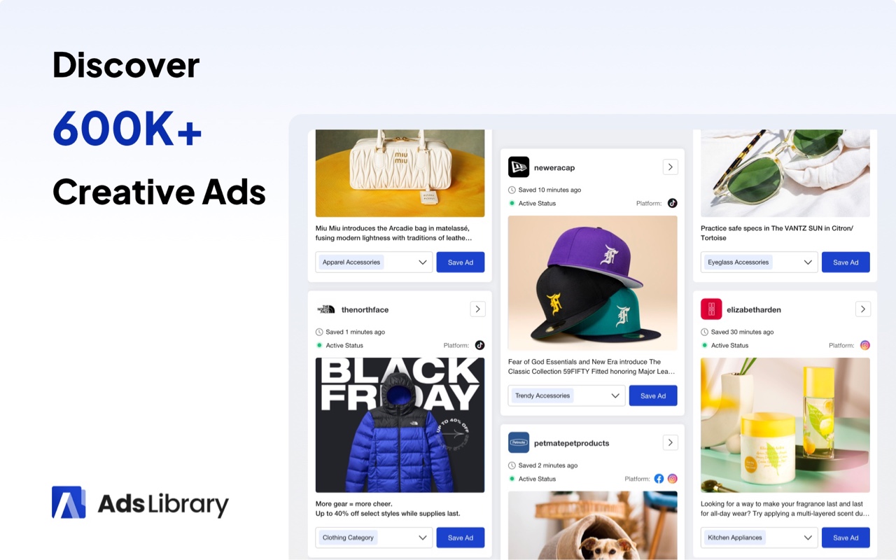 Ad Library：保存Facebook, TikTok, Youtube, Twitter和Ins广告 - 截图 2