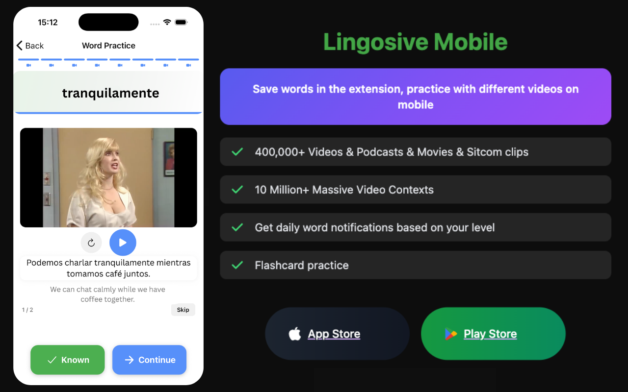 Lingosive: YouTube & Netflix 沉浸式双语字幕 - 截图 3