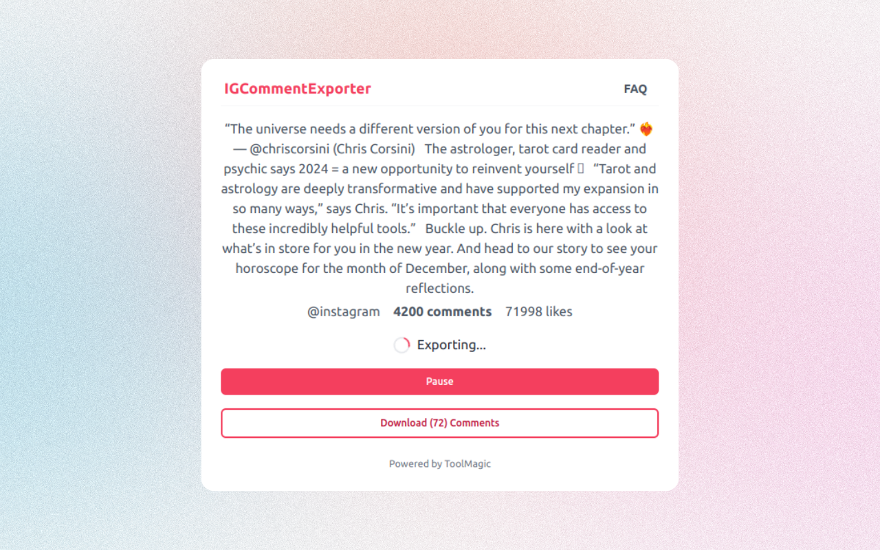 ICommentExporter - 导出 Instagram™ 评论 - 截图 2