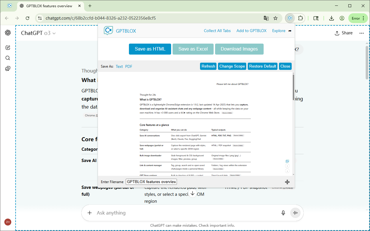 GPTBLOX 内容管理器 - ChatGPT 对话下载与网页收集器 - 截图 4