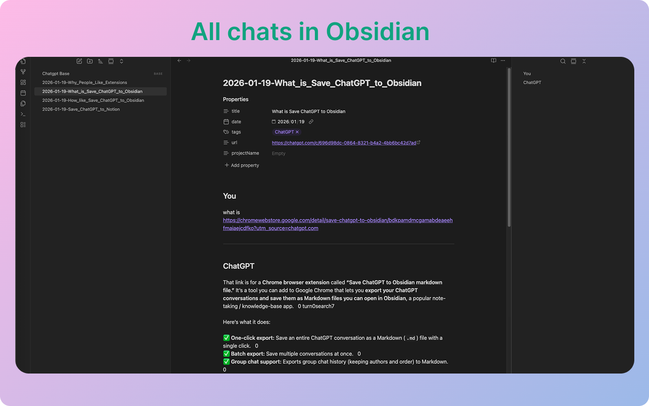 ChatGPT 导出到 Obsidian(Markdown) - 截图 4