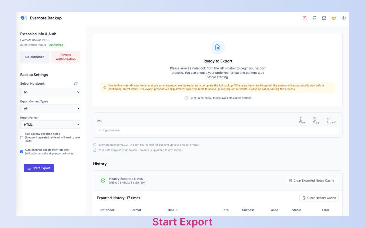 Evernote Backup exporter - 截图 2