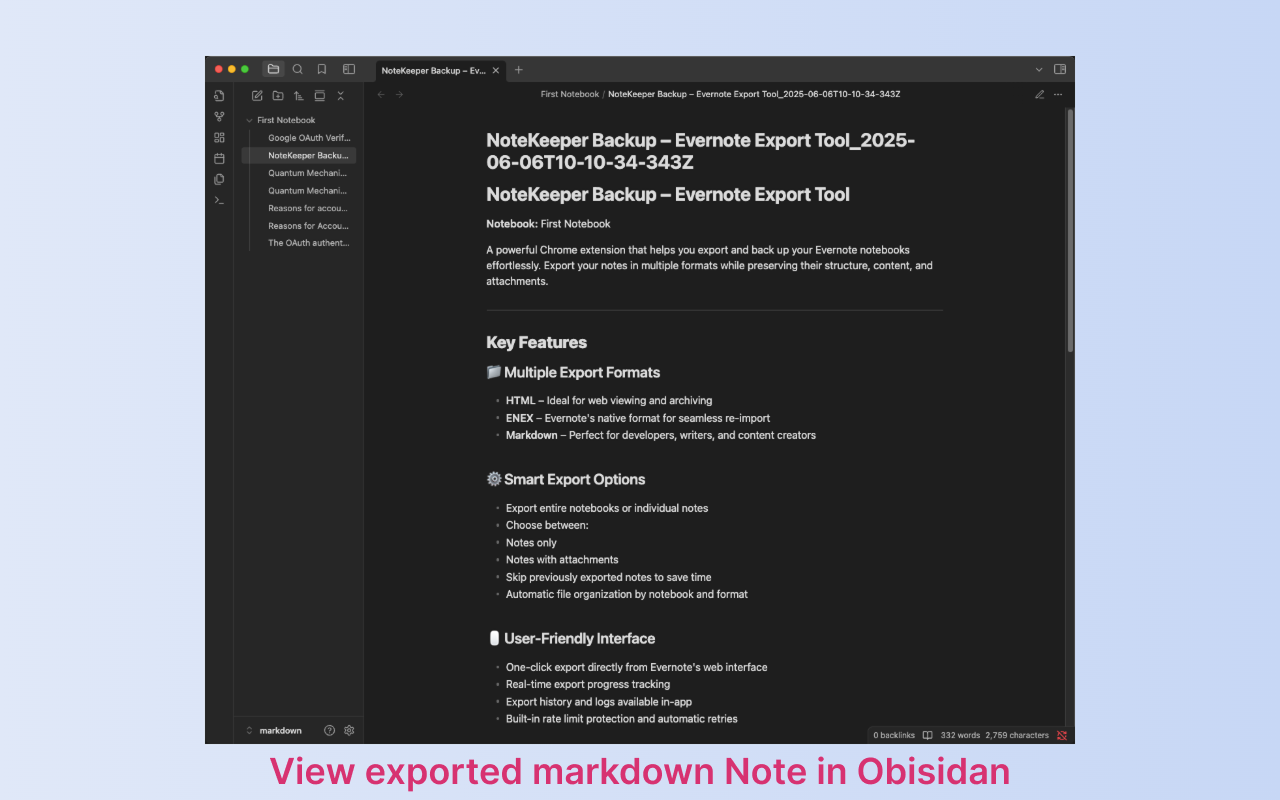 Evernote Backup exporter - 截图 3