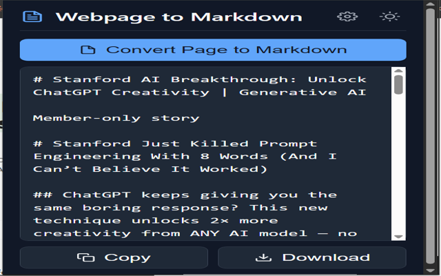Webpage to Markdown - 截图 1