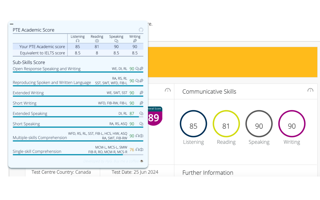 PTE Sub-Scores Breakdown - 截图 2